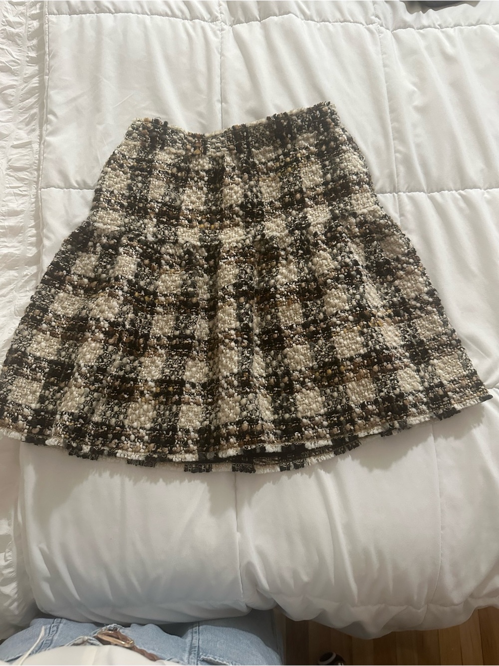Dolce & Gabbana Tweed Circle Skirt in Black, Cream & Brown